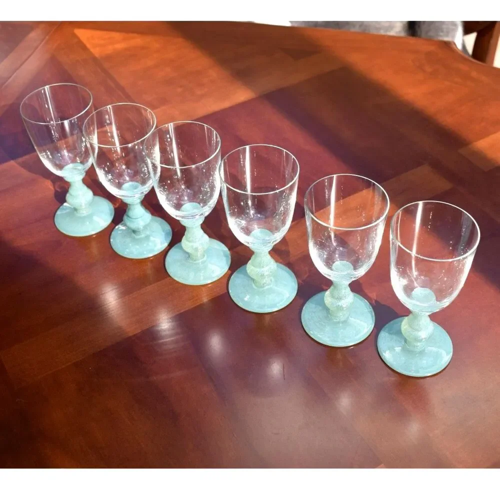 Set of 6 Villeroy & Boch Isabelle Green (Dark Jade) Claret Wine Glasses